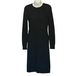 Lauren Ralph Lauren Black Long Sleeve Cable Knit Sweater Dress Size Small